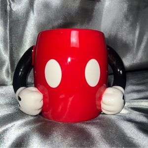 Disney Galerie Mickey Mouse Ceramic Coffee Mug Red Two Button Double Arm Handles